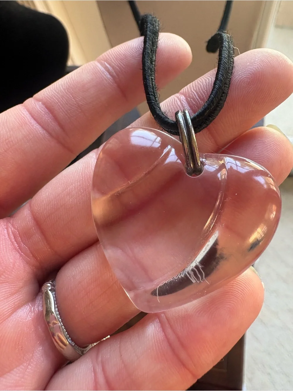 Baccarat Heart Pendant Necklace on Black Cord
